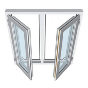 پنجره دوجداره فرانسوی UPVC (دو لنگه بازشو)