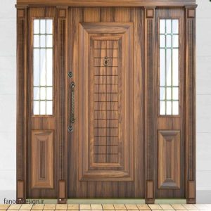 درب چوبی ورودی لابی ساختمان ضد سرقت کد 6039