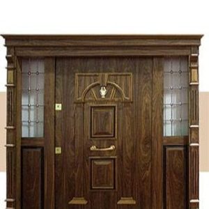 درب ورودی تمام چوب کلاسیک رنگ گردویی کد MA271