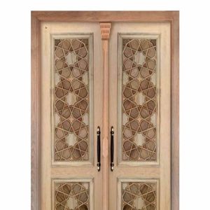 درب مسجد چوبی گره چینی روکش گردو کد 30401