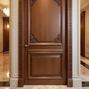درب لوکس چوبی مدل کلاسیک با منبت‌کاری سلطنتی