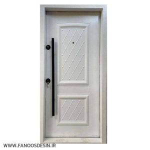 درب ضد سرقت سفید کلاسیک رویه فلزی- مدل دوقاب کد 15008