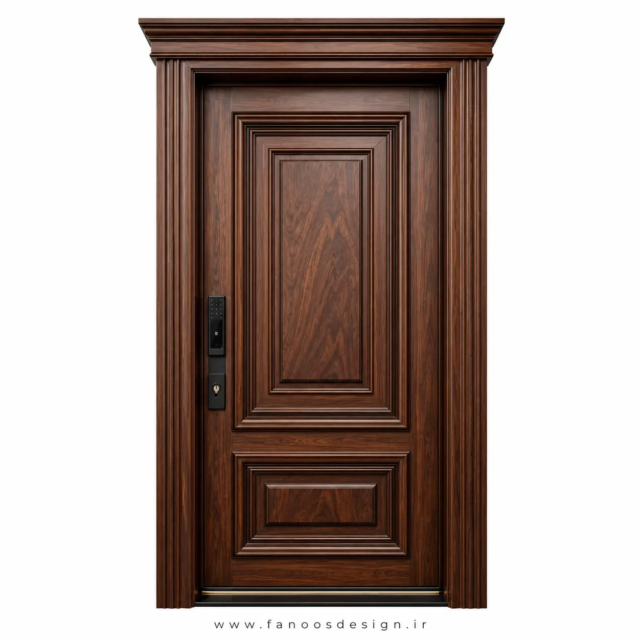 درب ضد سرقت کلاسیک با روکش چوب دو قاب سایز 200*220 کد 30514