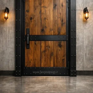 درب لابی چوبی سبک صنعتی کد 30388