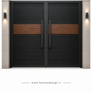 درب پارکینگ فلزی مدل چوب و فلزی کیت کتی