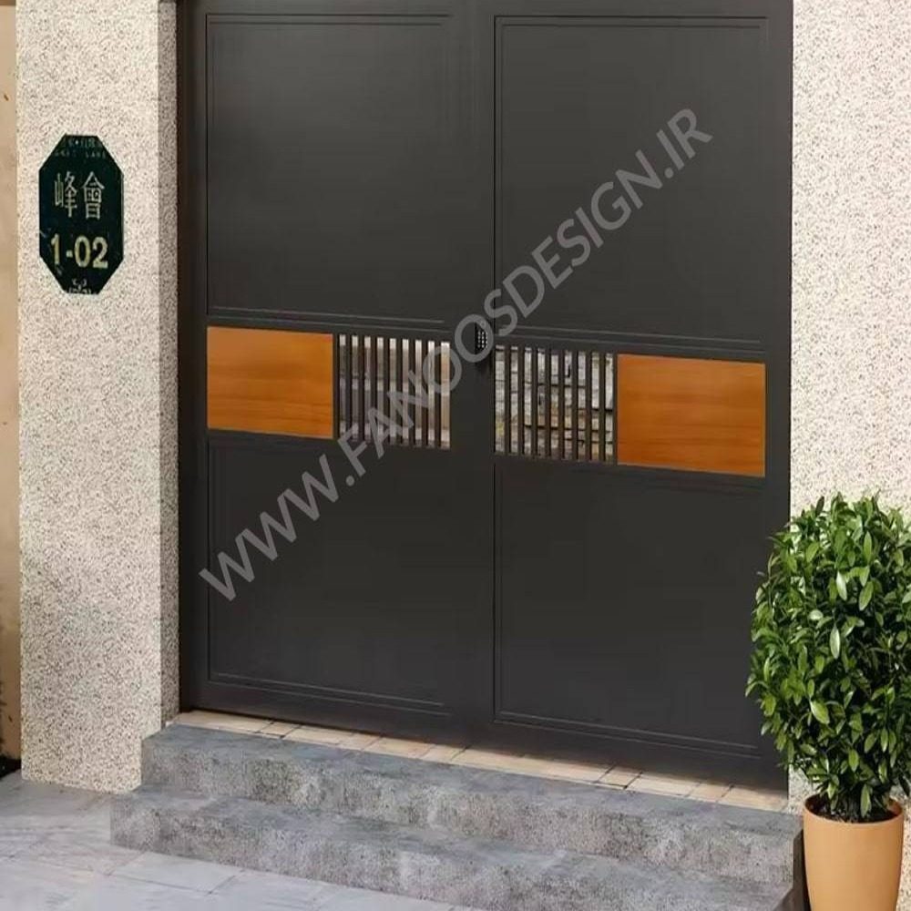 درب حیاطی چوبی و فلزی مدرن کد 40045