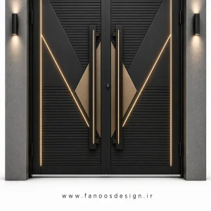 درب حیاطی فلزی با طراحی نوین سایز 220*300 با رنگ مشکی – کد 30519