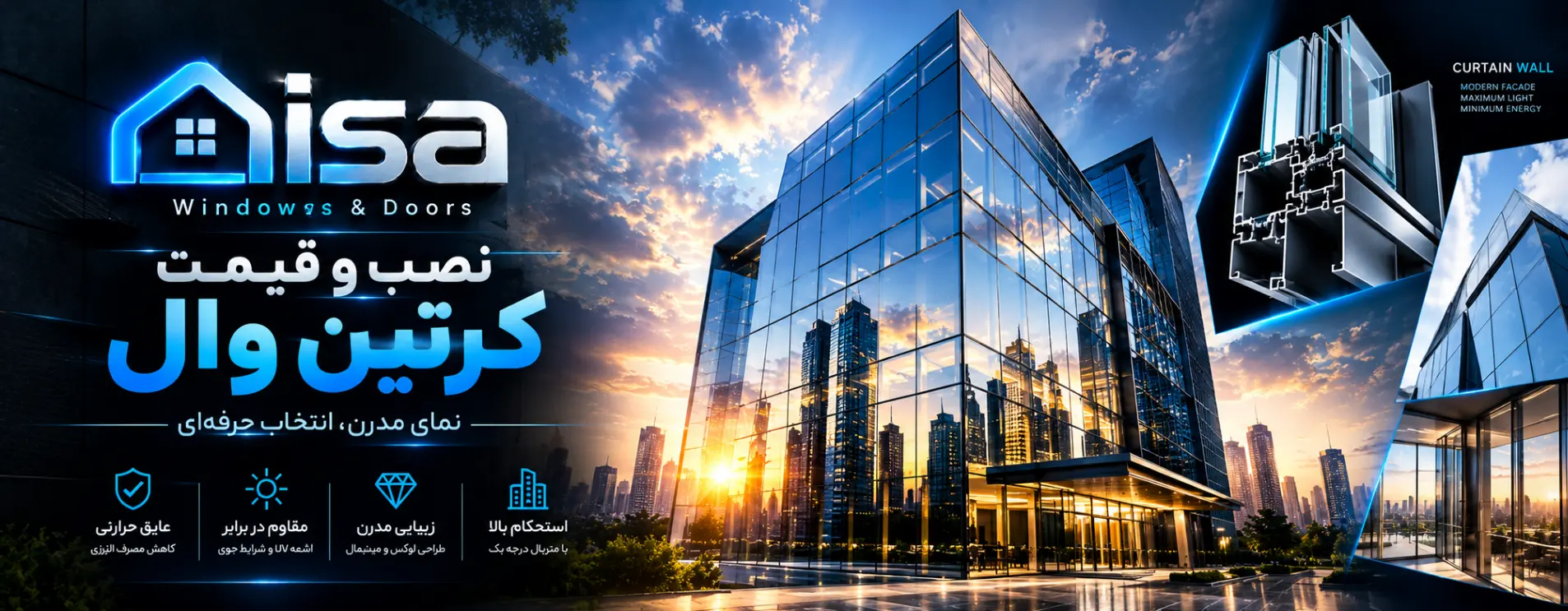 قیمت نصب و کرتین وال 